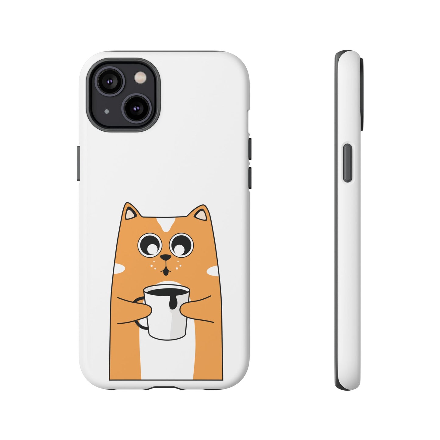 Cute Cat Coffee Mug Phone Case - Tough Protection for Pet Lovers