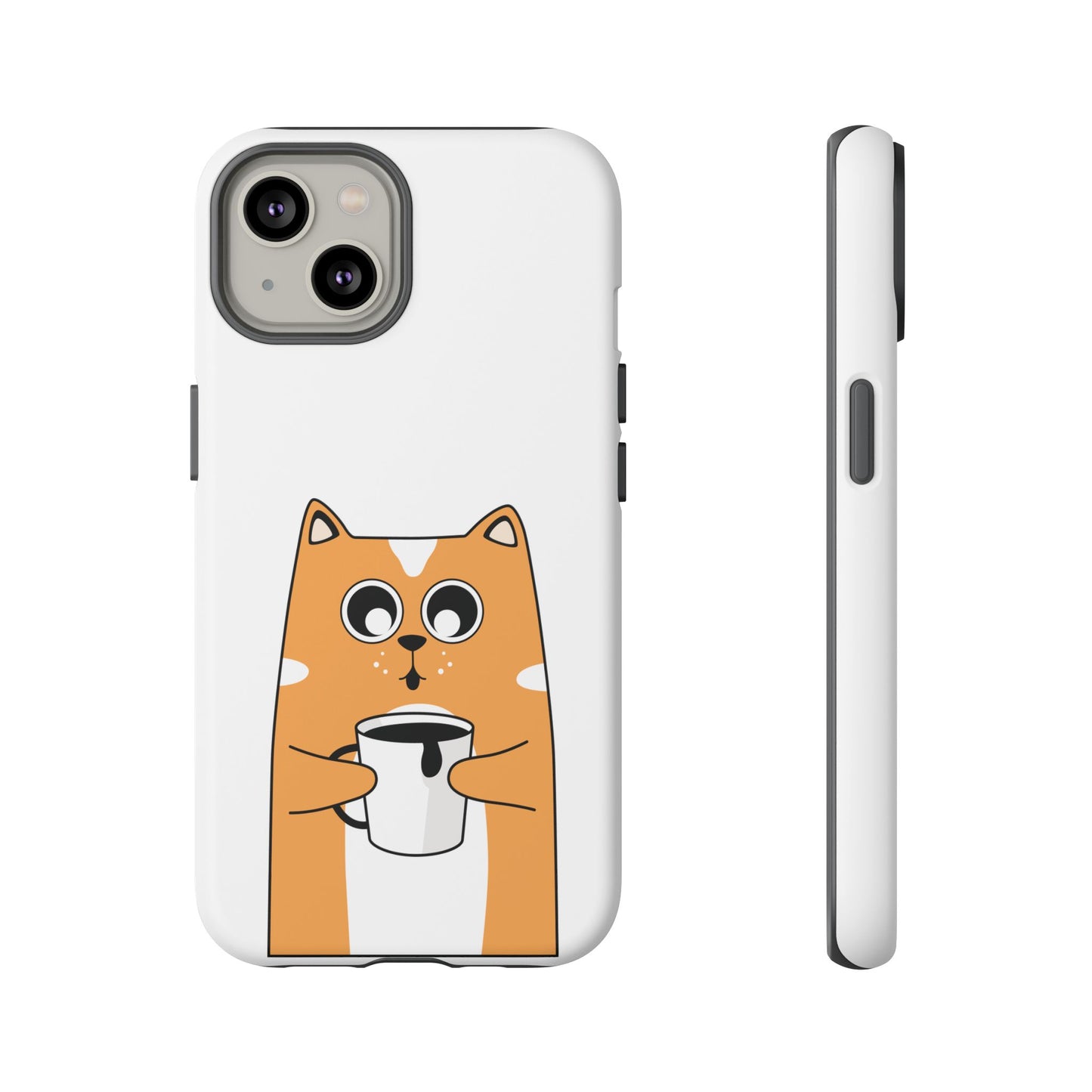 Cute Cat Coffee Mug Phone Case - Tough Protection for Pet Lovers