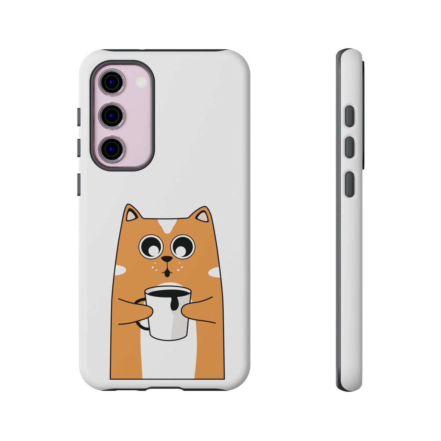 Cute Cat Coffee Mug Phone Case - Tough Protection for Pet Lovers