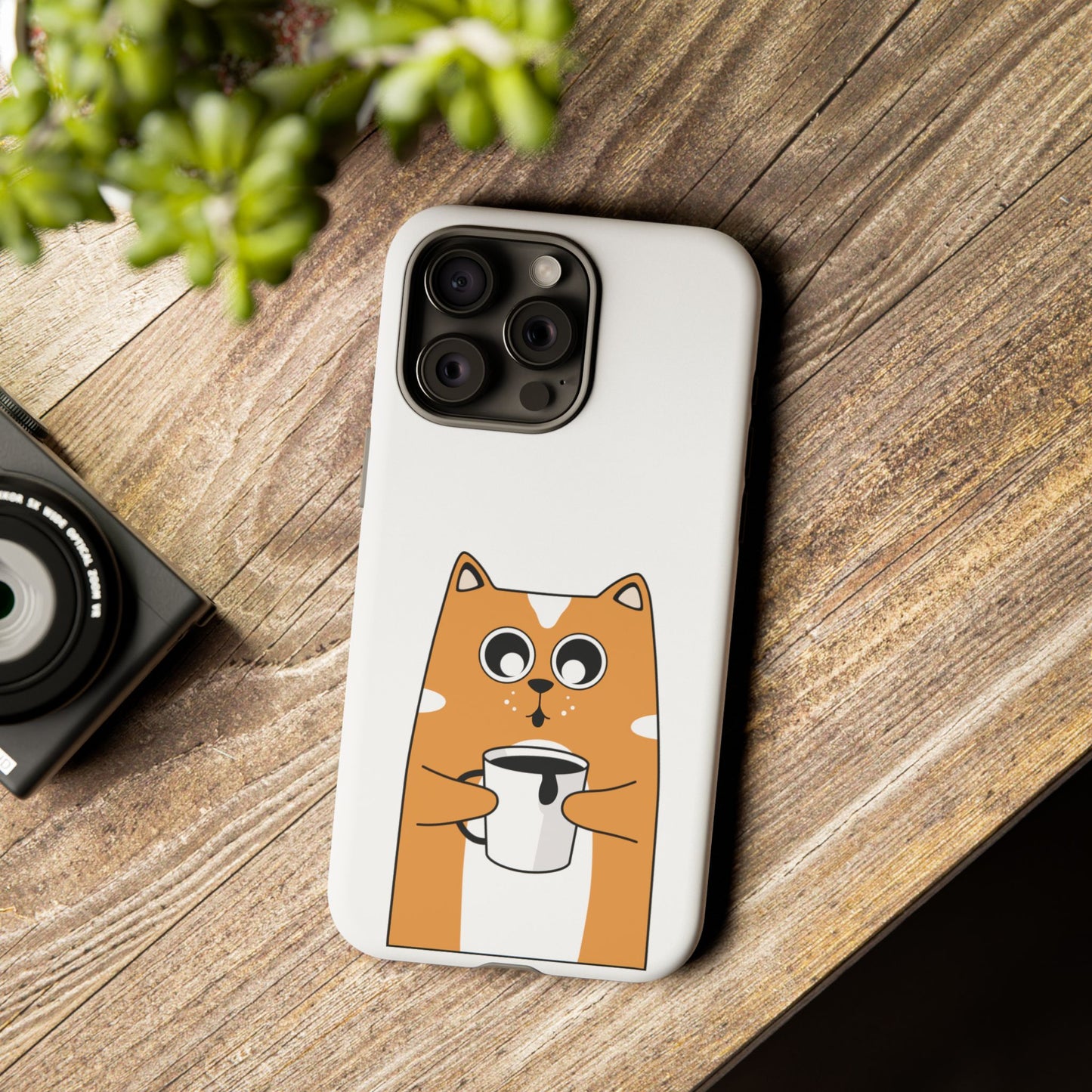 Cute Cat Coffee Mug Phone Case - Tough Protection for Pet Lovers