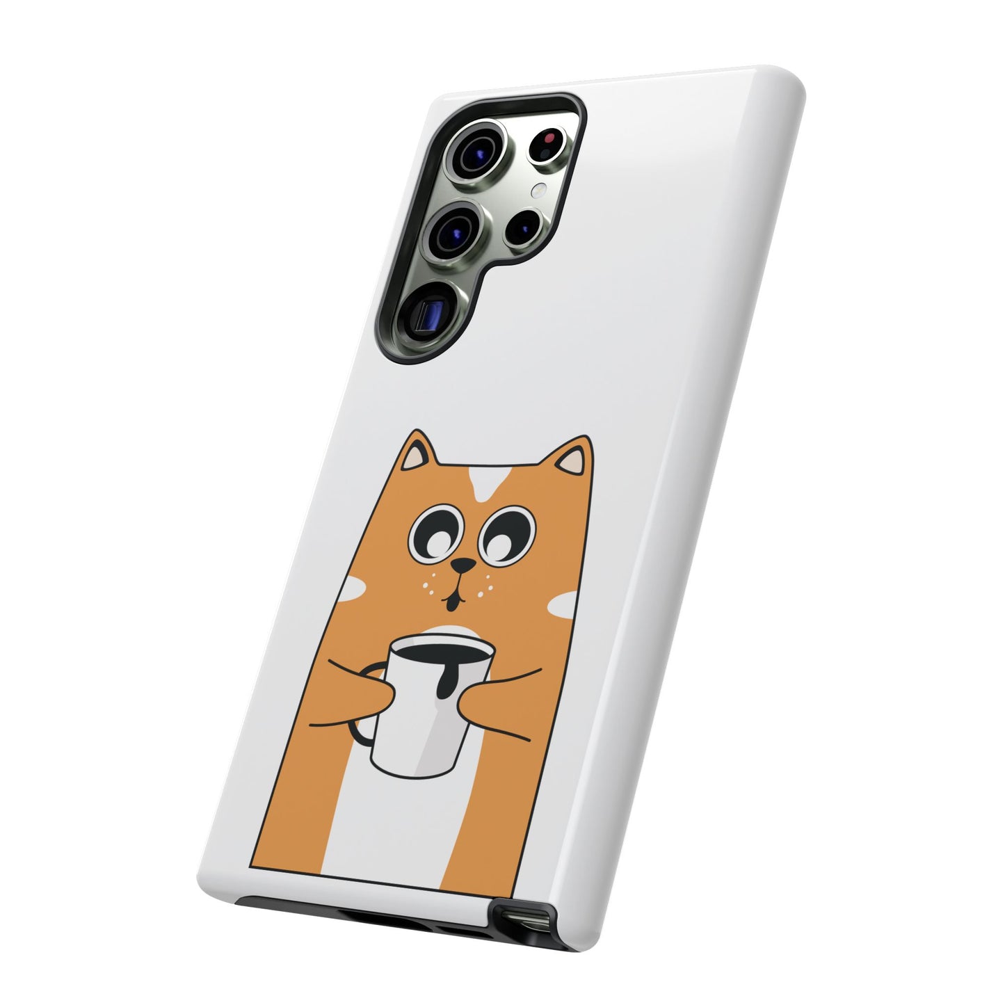 Cute Cat Coffee Mug Phone Case - Tough Protection for Pet Lovers