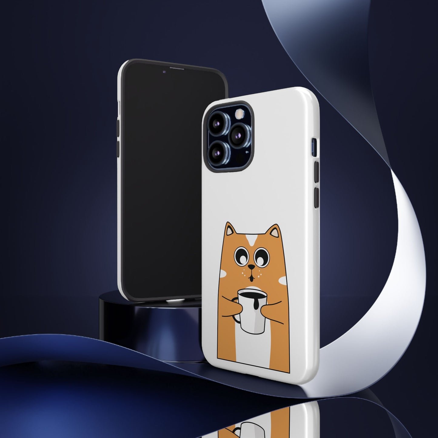 Cute Cat Coffee Mug Phone Case - Tough Protection for Pet Lovers