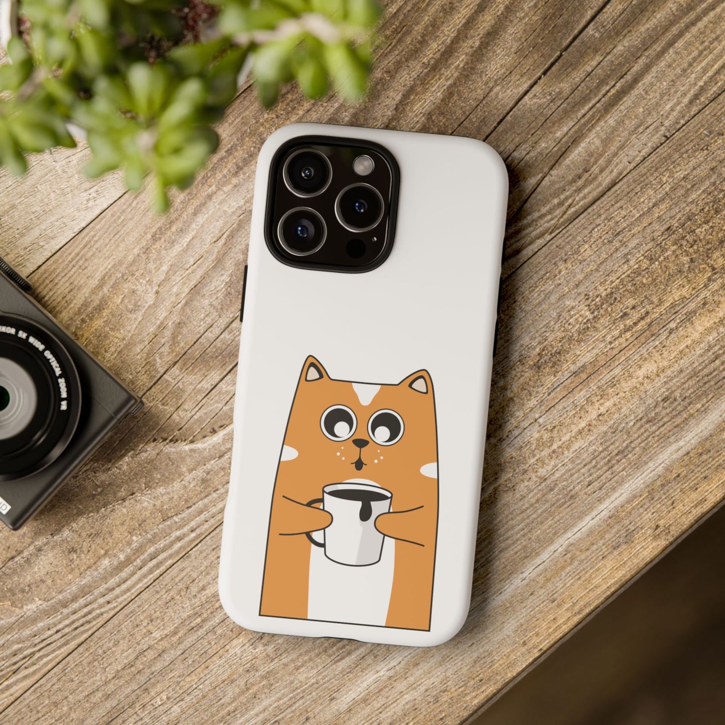 Cute Cat Coffee Mug Phone Case - Tough Protection for Pet Lovers