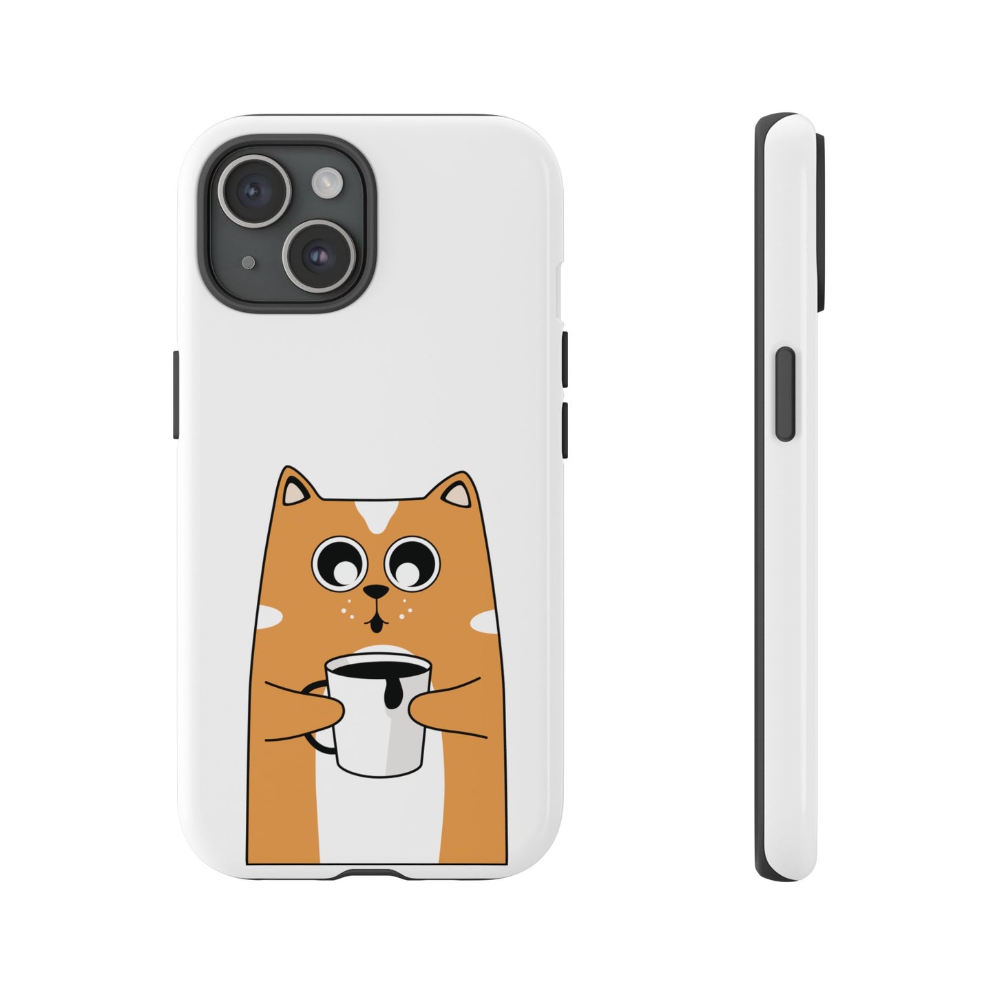 Cute Cat Coffee Mug Phone Case - Tough Protection for Pet Lovers