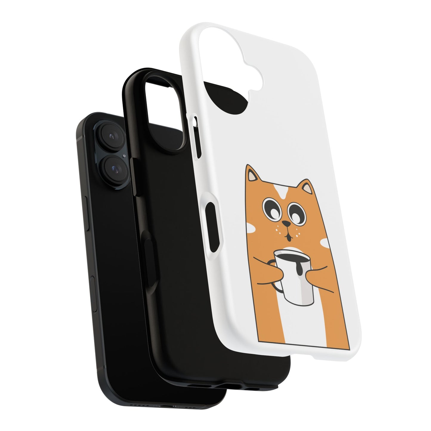Cute Cat Coffee Mug Phone Case - Tough Protection for Pet Lovers
