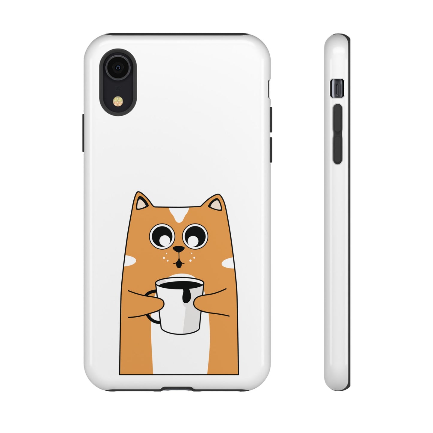 Cute Cat Coffee Mug Phone Case - Tough Protection for Pet Lovers
