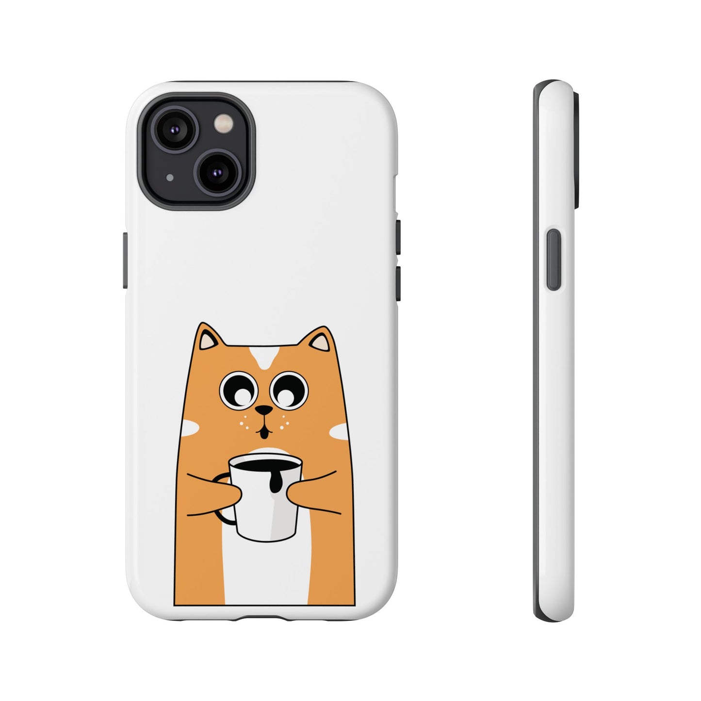 Cute Cat Coffee Mug Phone Case - Tough Protection for Pet Lovers