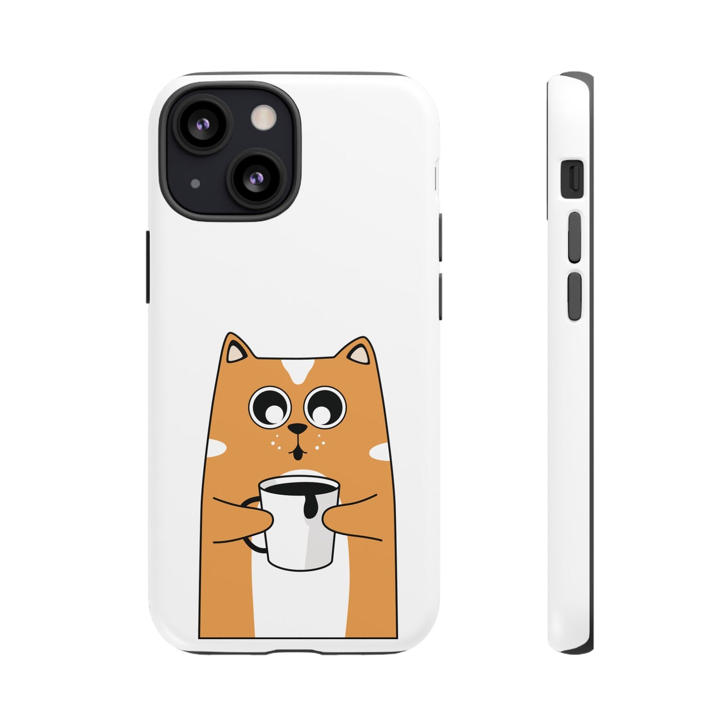 Cute Cat Coffee Mug Phone Case - Tough Protection for Pet Lovers
