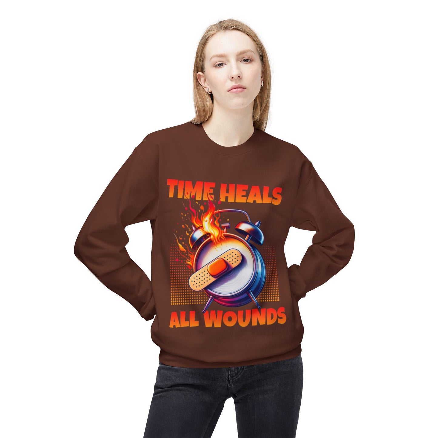 Unisex Time Heals Softstyle Sweatshirt: Orange