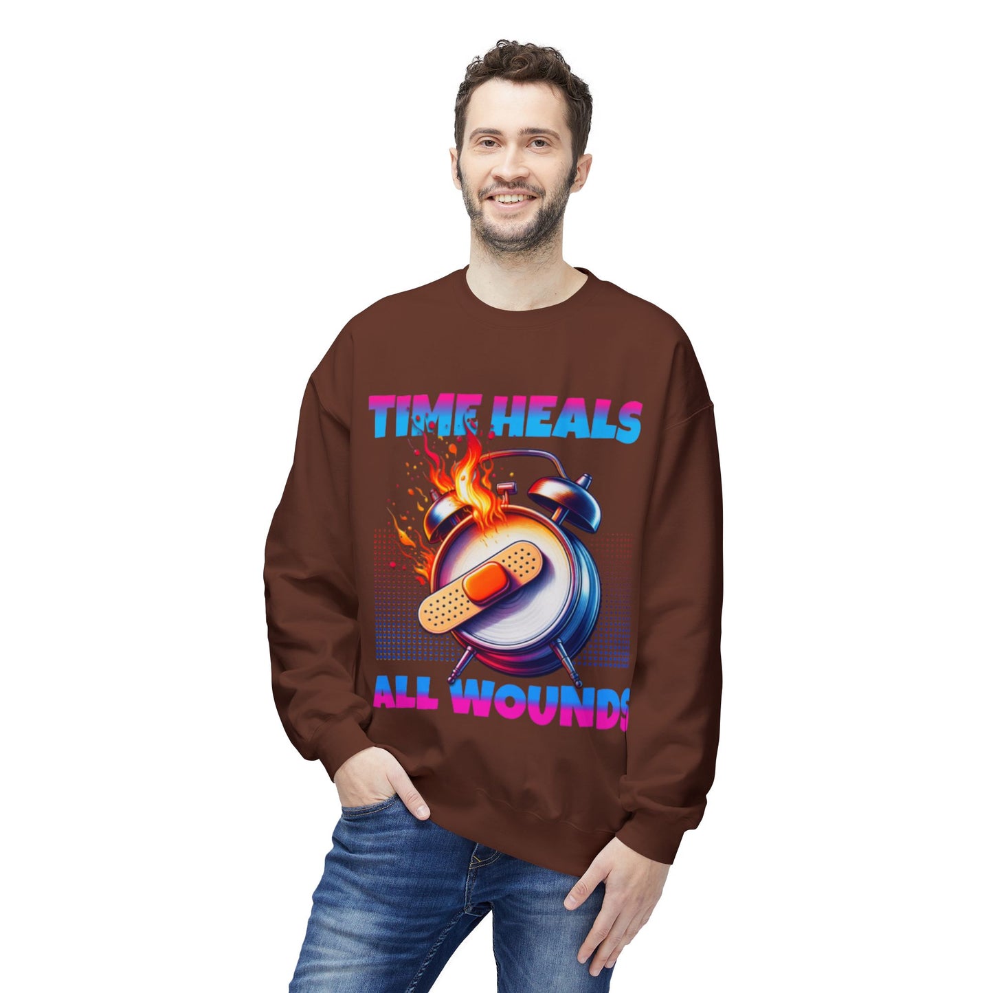 Unisex Time Heals Softstyle Sweatshirt: Pink