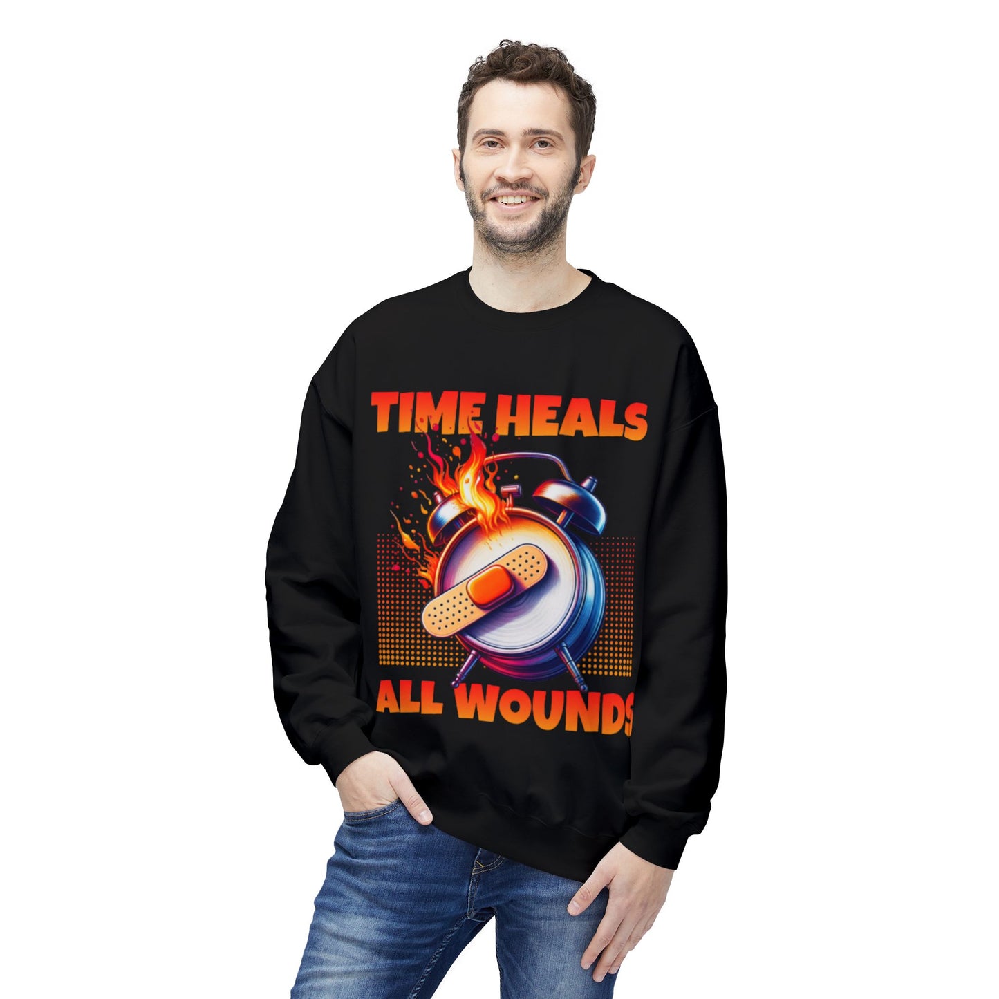 Unisex Time Heals Softstyle Sweatshirt: Orange