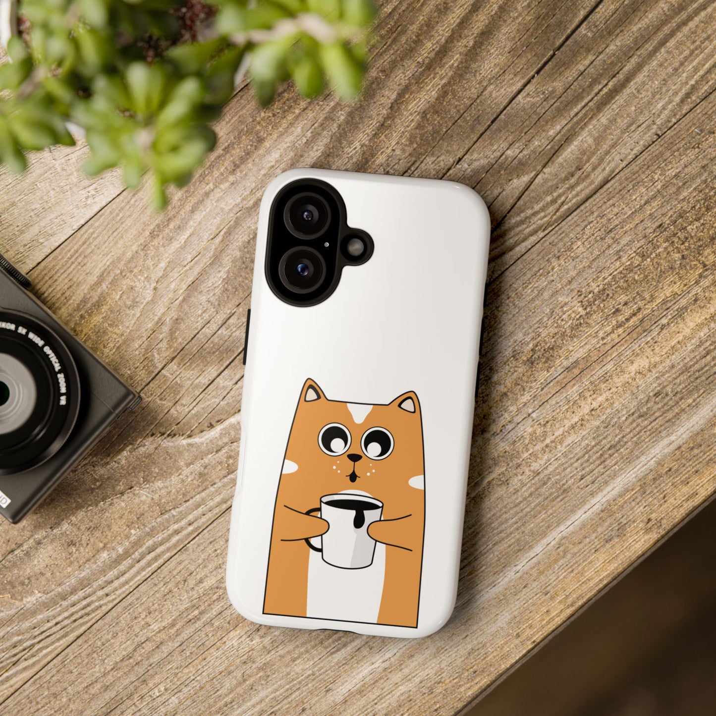 Cute Cat Coffee Mug Phone Case - Tough Protection for Pet Lovers