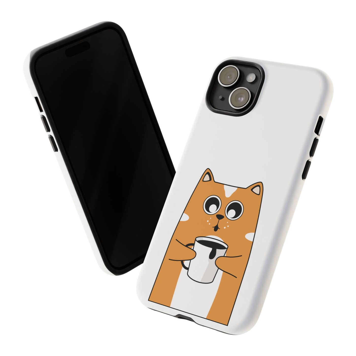 Cute Cat Coffee Mug Phone Case - Tough Protection for Pet Lovers