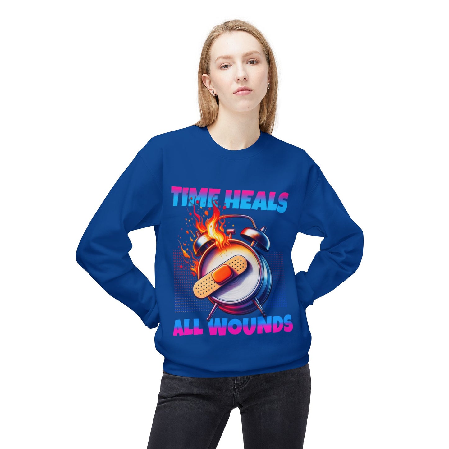 Unisex Time Heals Softstyle Sweatshirt: Pink