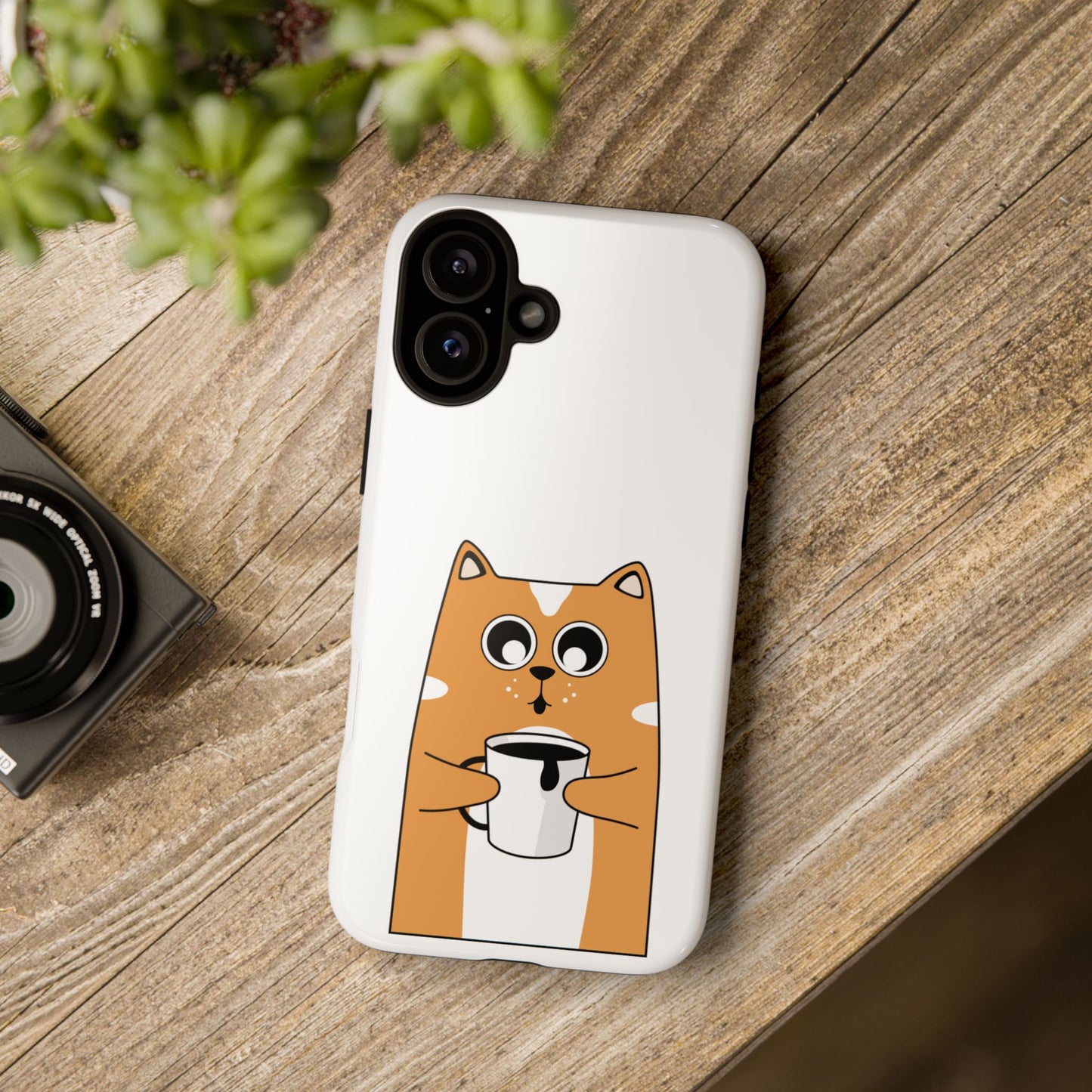 Cute Cat Coffee Mug Phone Case - Tough Protection for Pet Lovers
