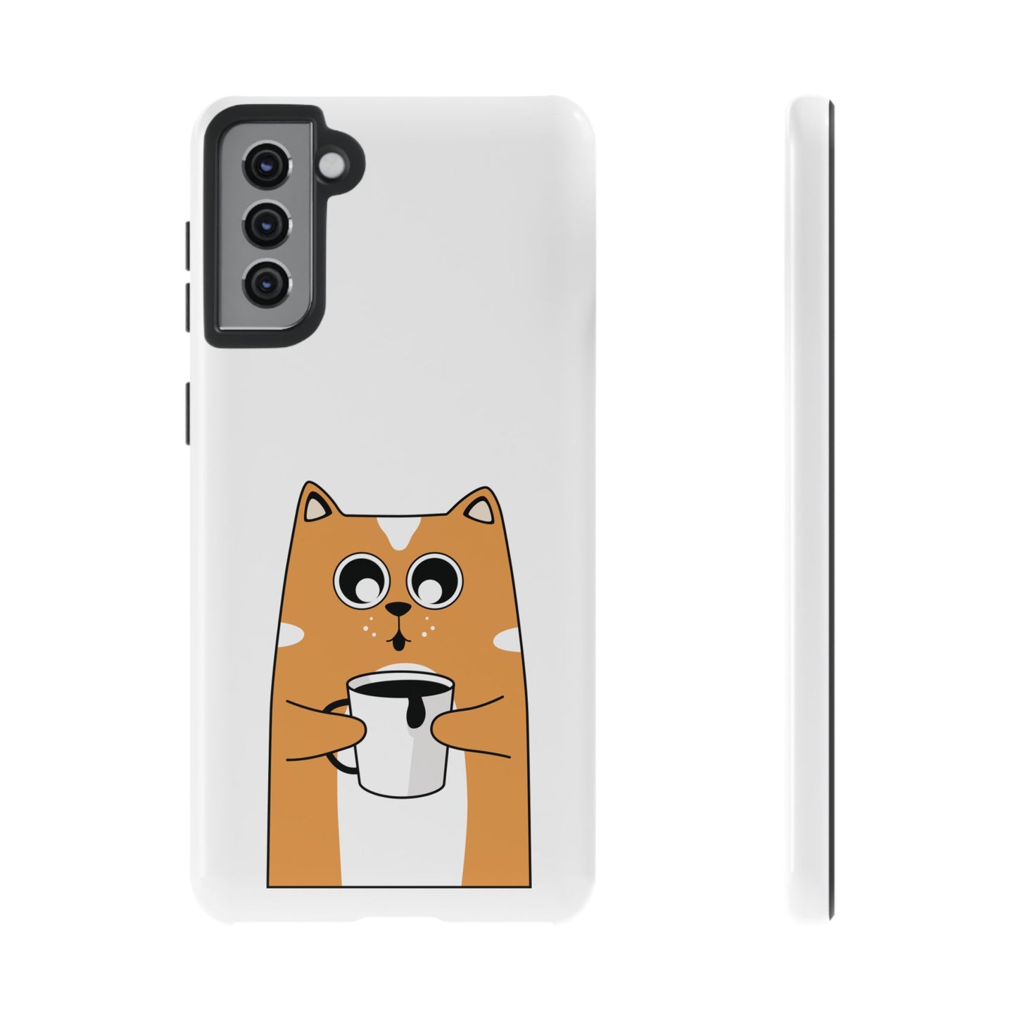 Cute Cat Coffee Mug Phone Case - Tough Protection for Pet Lovers