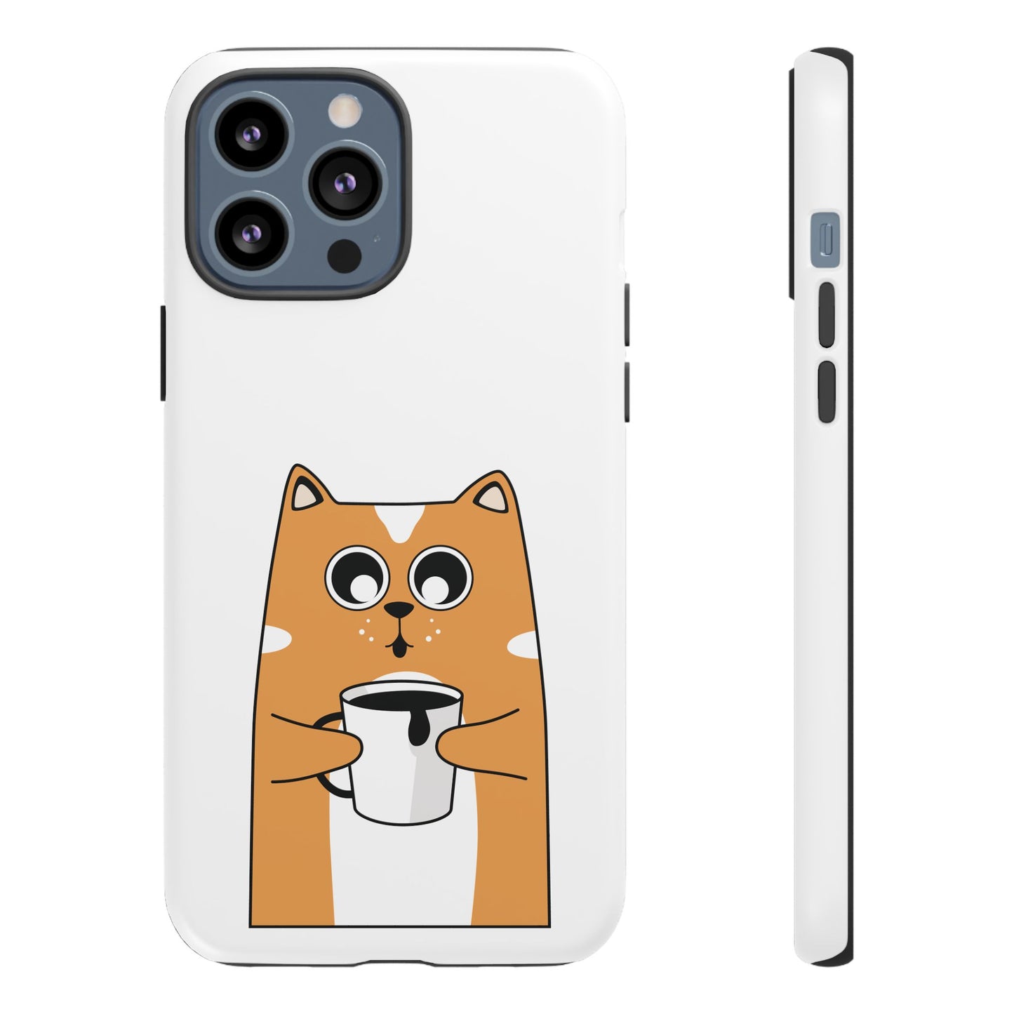Cute Cat Coffee Mug Phone Case - Tough Protection for Pet Lovers