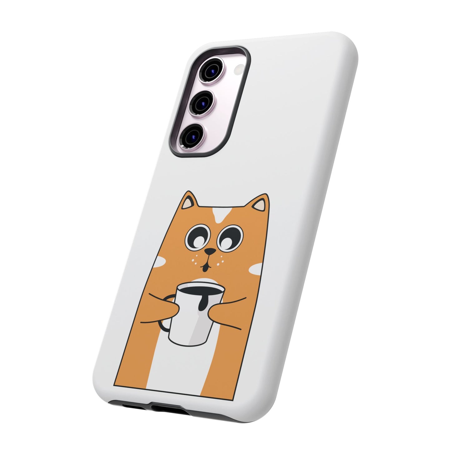 Cute Cat Coffee Mug Phone Case - Tough Protection for Pet Lovers