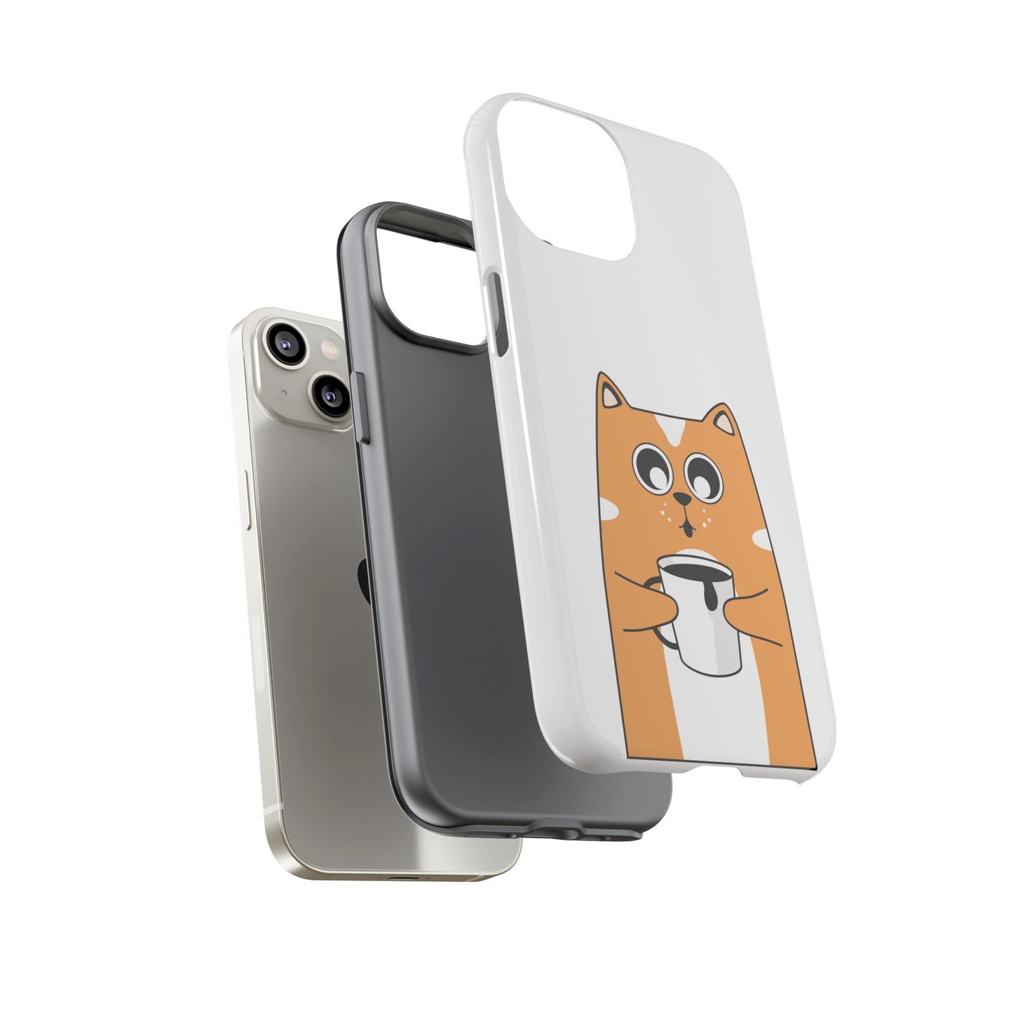 Cute Cat Coffee Mug Phone Case - Tough Protection for Pet Lovers