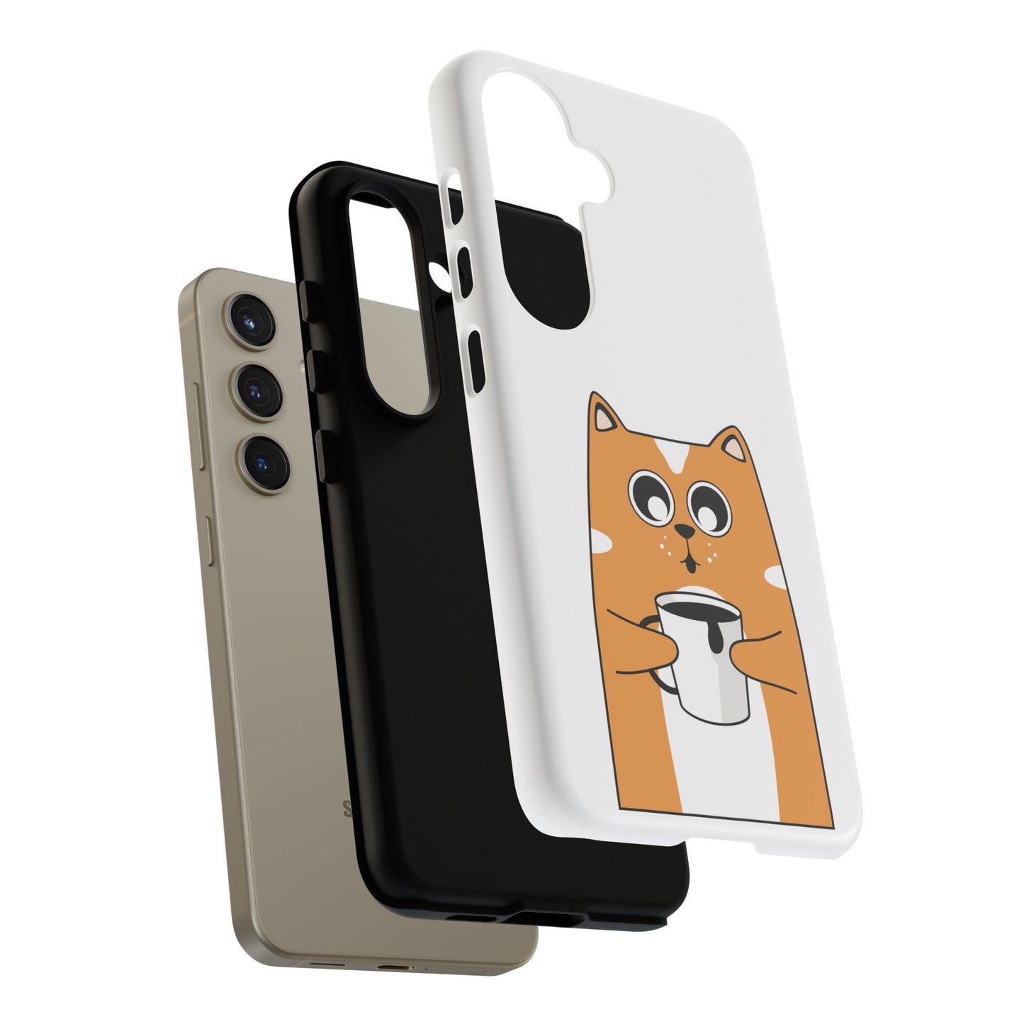 Cute Cat Coffee Mug Phone Case - Tough Protection for Pet Lovers