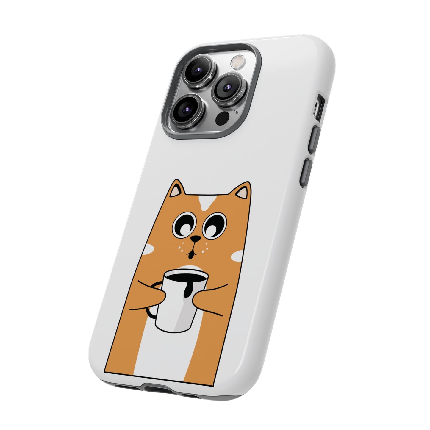 Cute Cat Coffee Mug Phone Case - Tough Protection for Pet Lovers