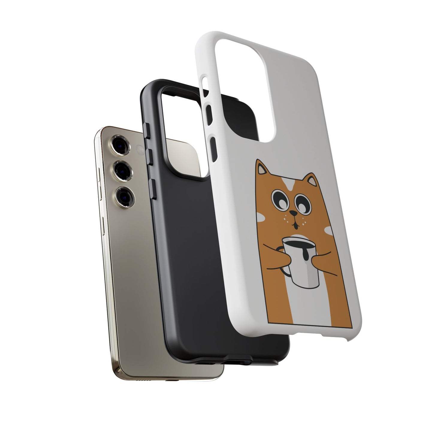 Cute Cat Coffee Mug Phone Case - Tough Protection for Pet Lovers