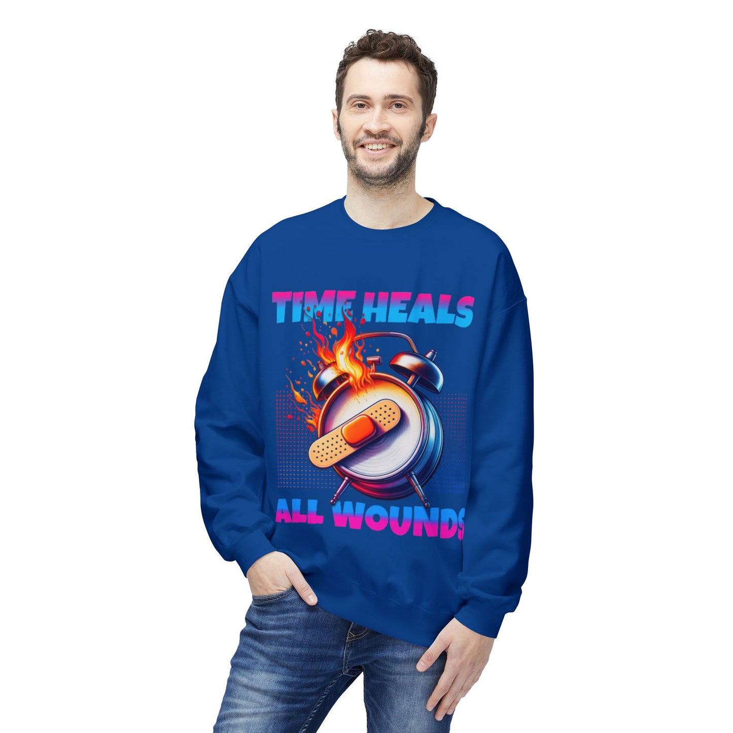 Unisex Time Heals Softstyle Sweatshirt: Pink
