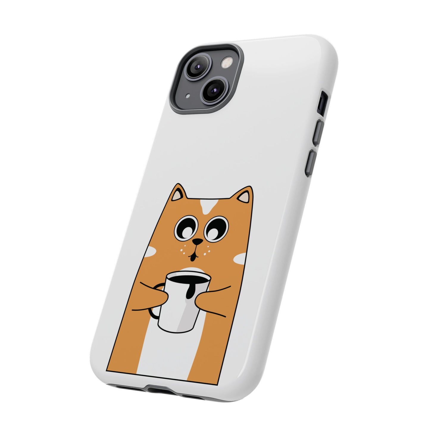 Cute Cat Coffee Mug Phone Case - Tough Protection for Pet Lovers
