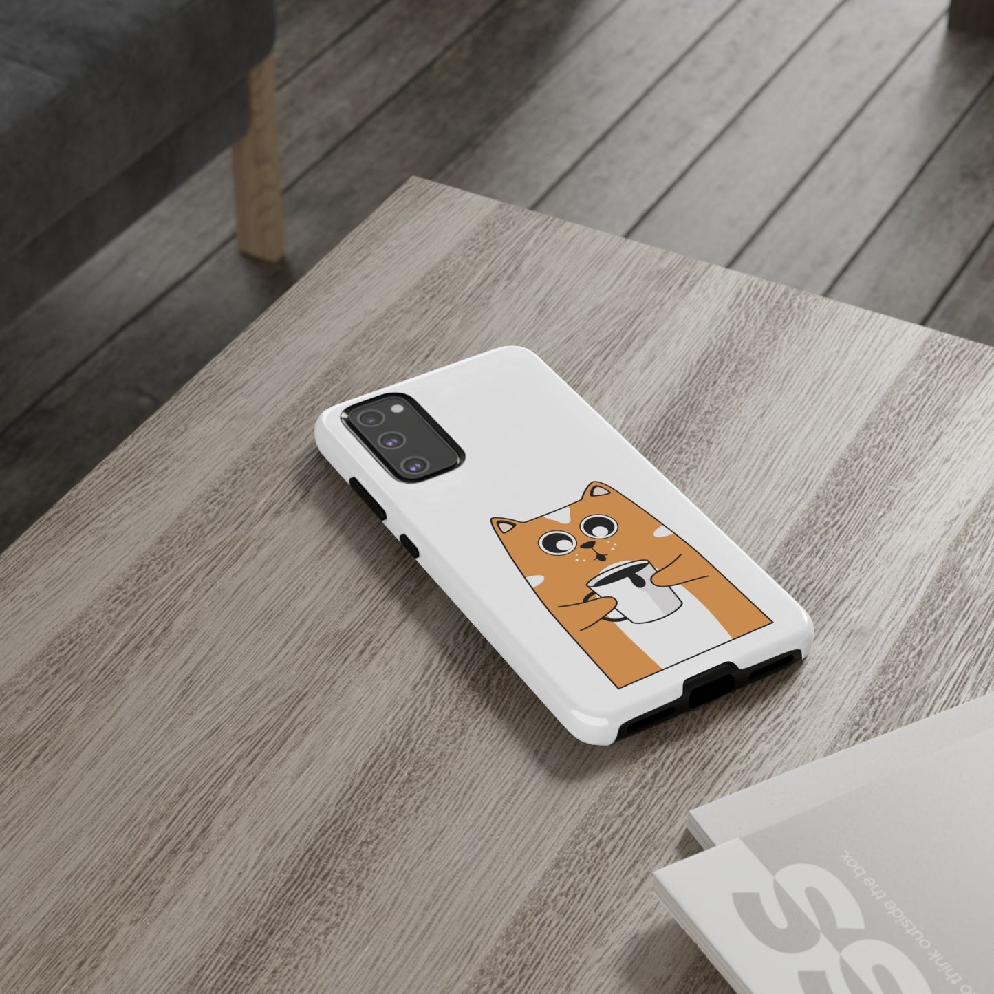 Cute Cat Coffee Mug Phone Case - Tough Protection for Pet Lovers