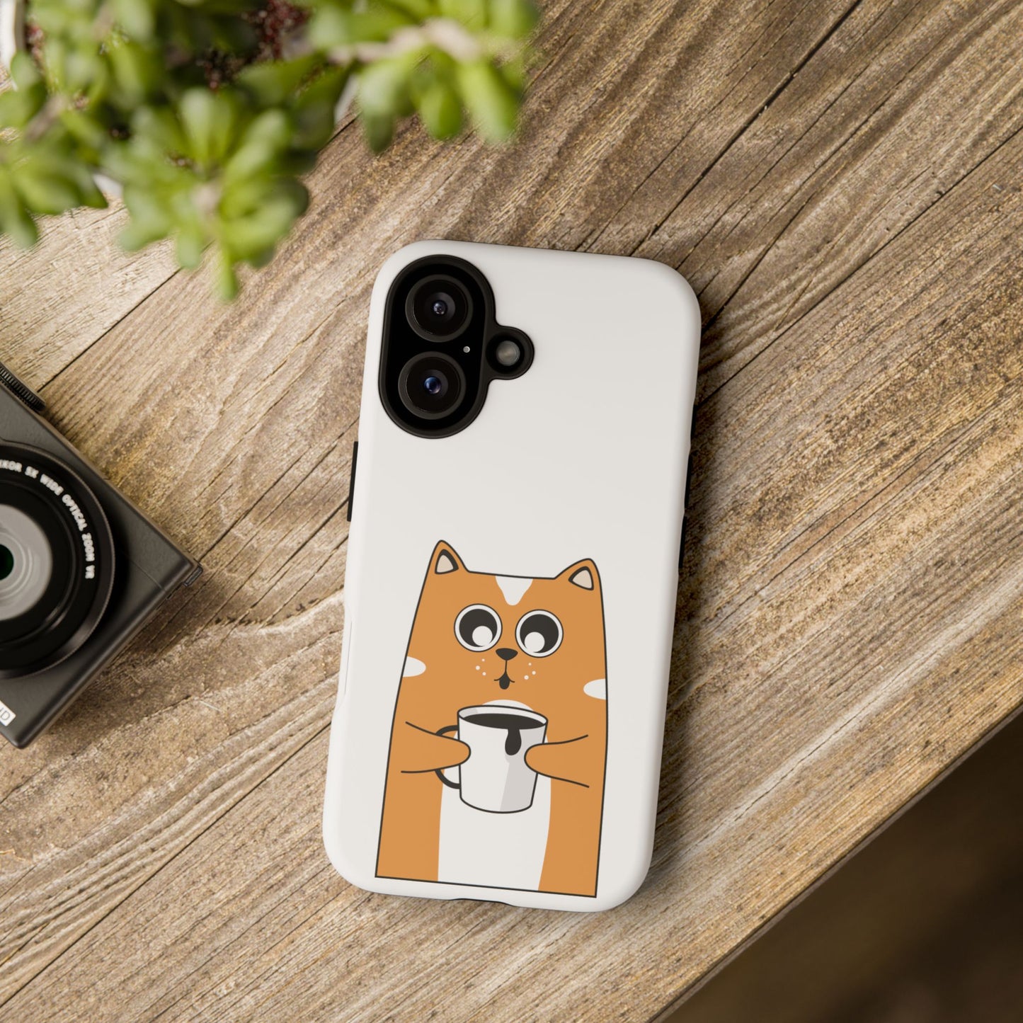 Cute Cat Coffee Mug Phone Case - Tough Protection for Pet Lovers