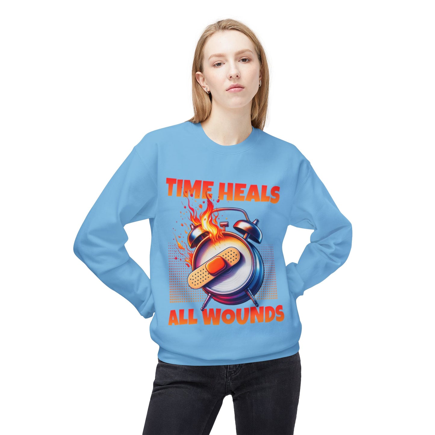 Unisex Time Heals Softstyle Sweatshirt: Orange