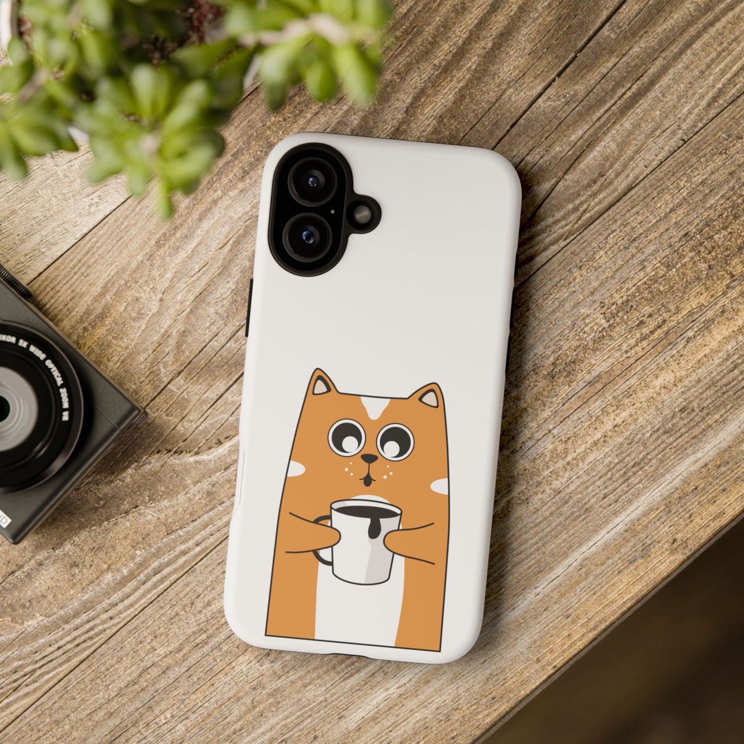 Cute Cat Coffee Mug Phone Case - Tough Protection for Pet Lovers