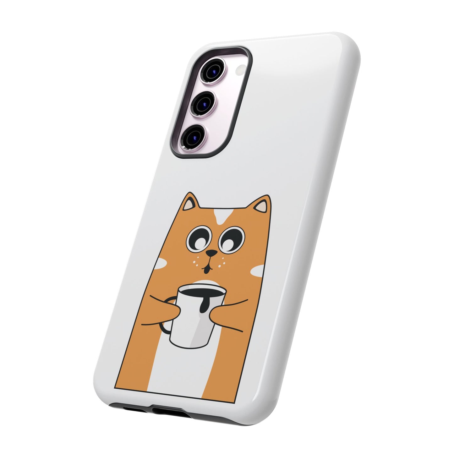 Cute Cat Coffee Mug Phone Case - Tough Protection for Pet Lovers