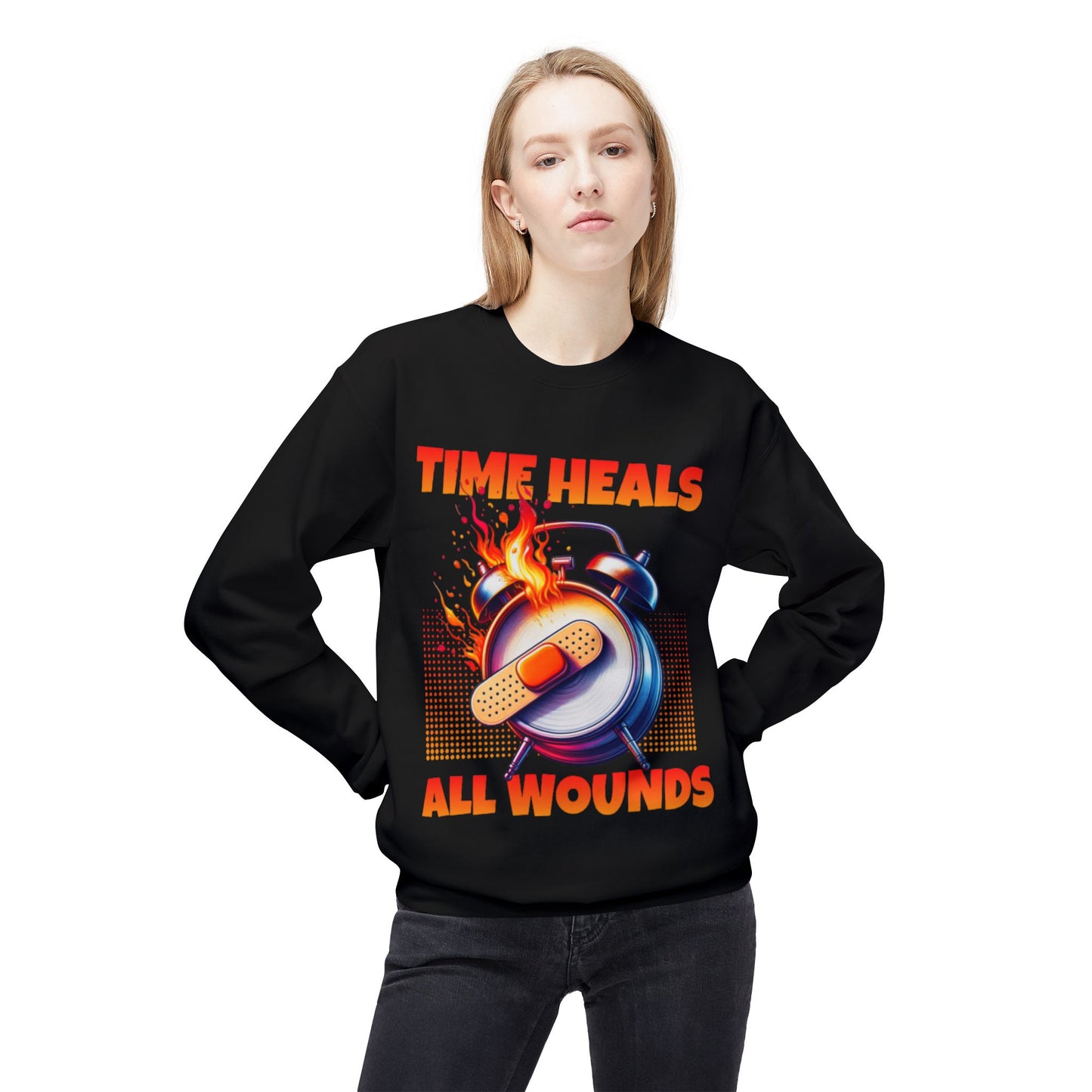 Unisex Time Heals Softstyle Sweatshirt: Orange