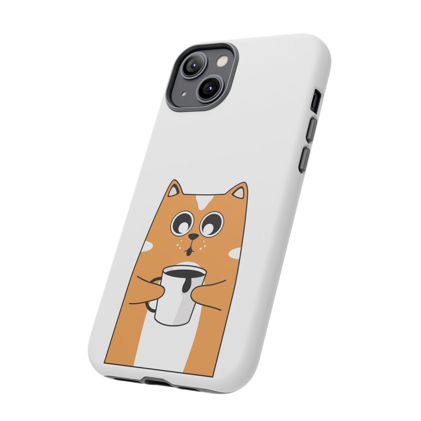 Cute Cat Coffee Mug Phone Case - Tough Protection for Pet Lovers