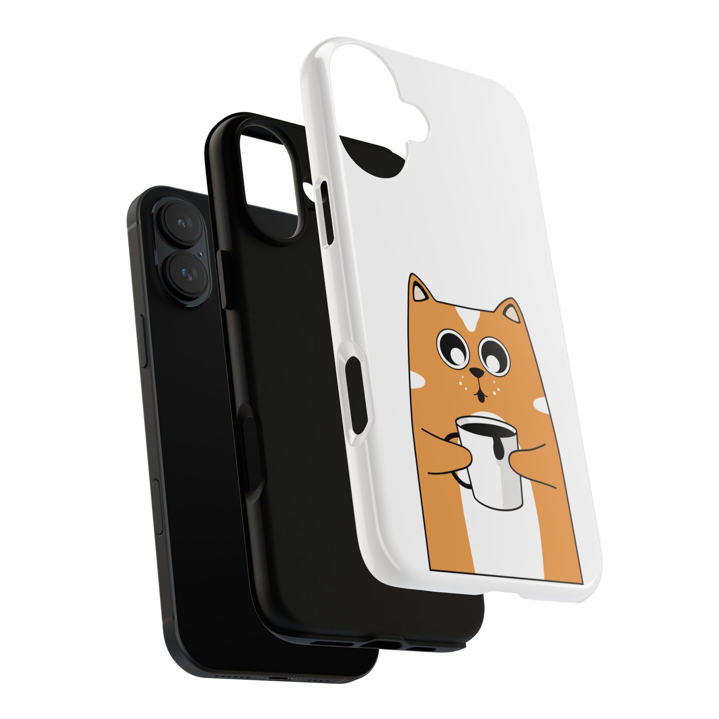 Cute Cat Coffee Mug Phone Case - Tough Protection for Pet Lovers
