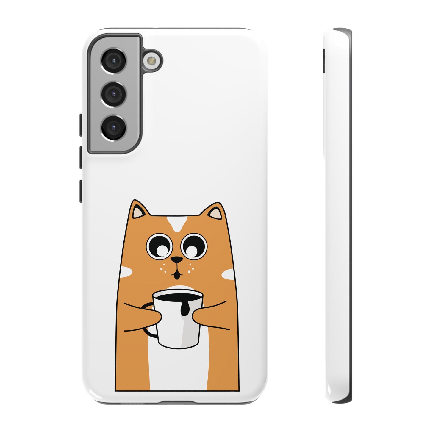 Cute Cat Coffee Mug Phone Case - Tough Protection for Pet Lovers