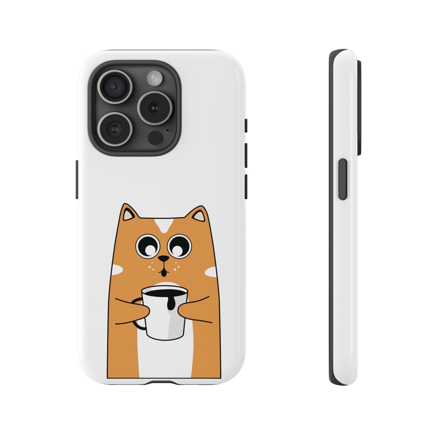 Cute Cat Coffee Mug Phone Case - Tough Protection for Pet Lovers