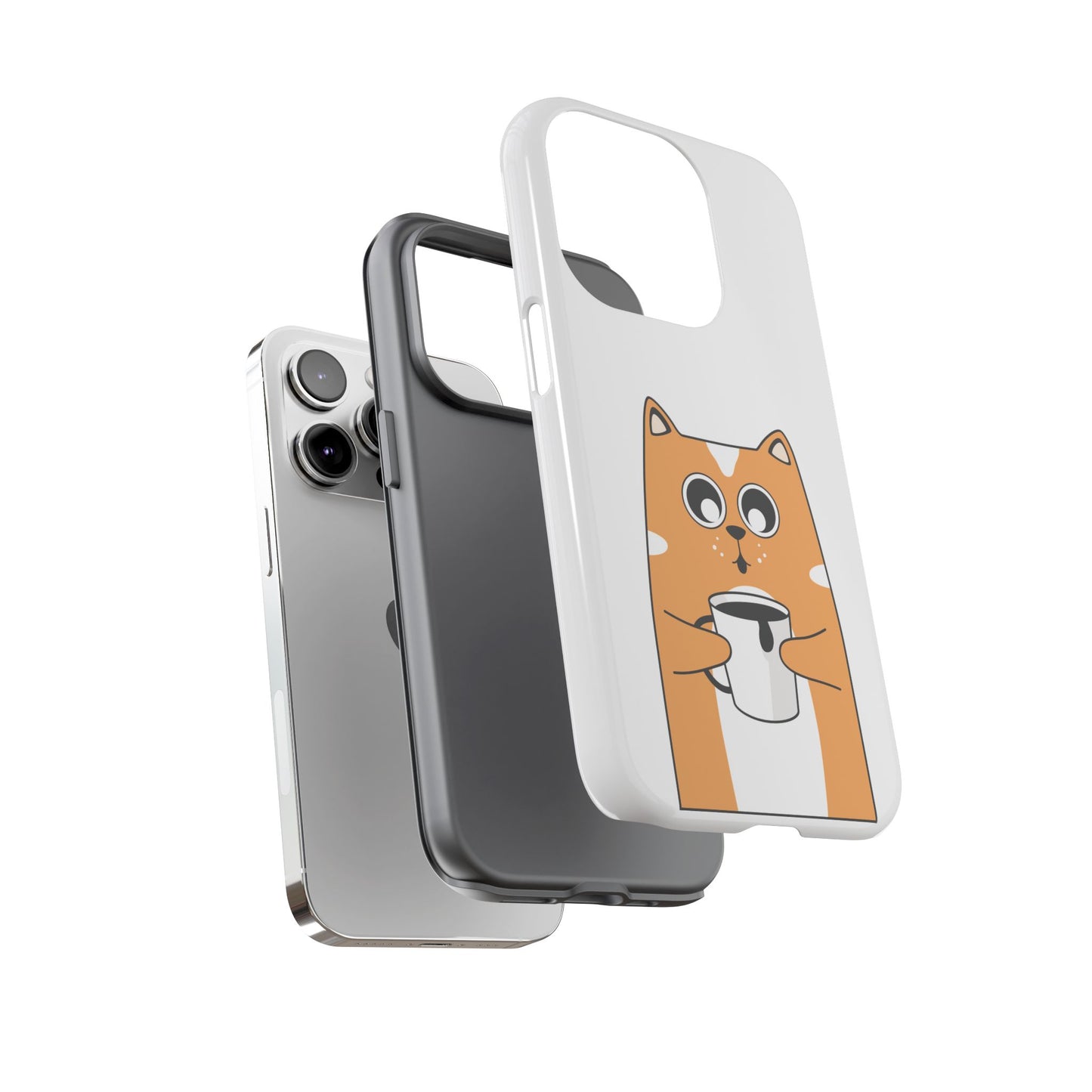 Cute Cat Coffee Mug Phone Case - Tough Protection for Pet Lovers