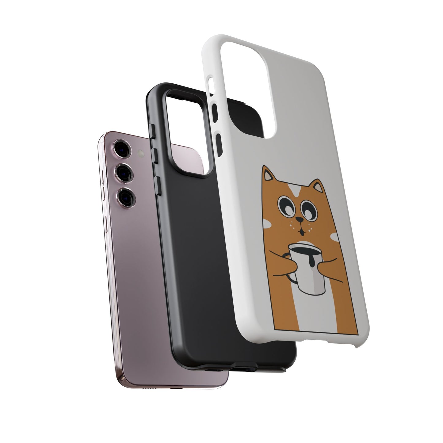 Cute Cat Coffee Mug Phone Case - Tough Protection for Pet Lovers