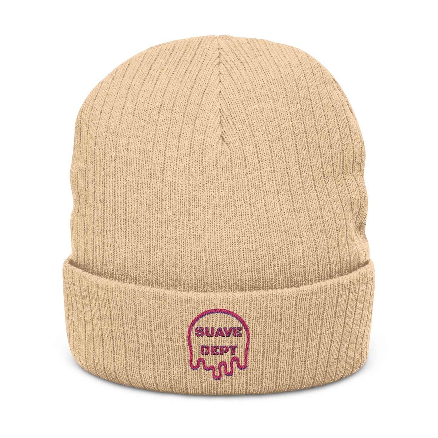 Suave Dept Ribbed Knit Beanie - Stylish Embroidered Beanie for Winter Fashion