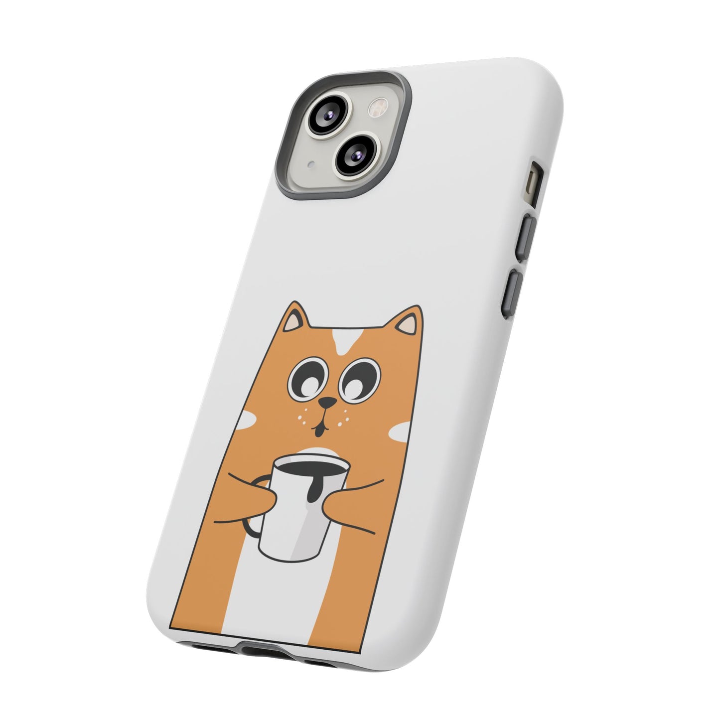 Cute Cat Coffee Mug Phone Case - Tough Protection for Pet Lovers