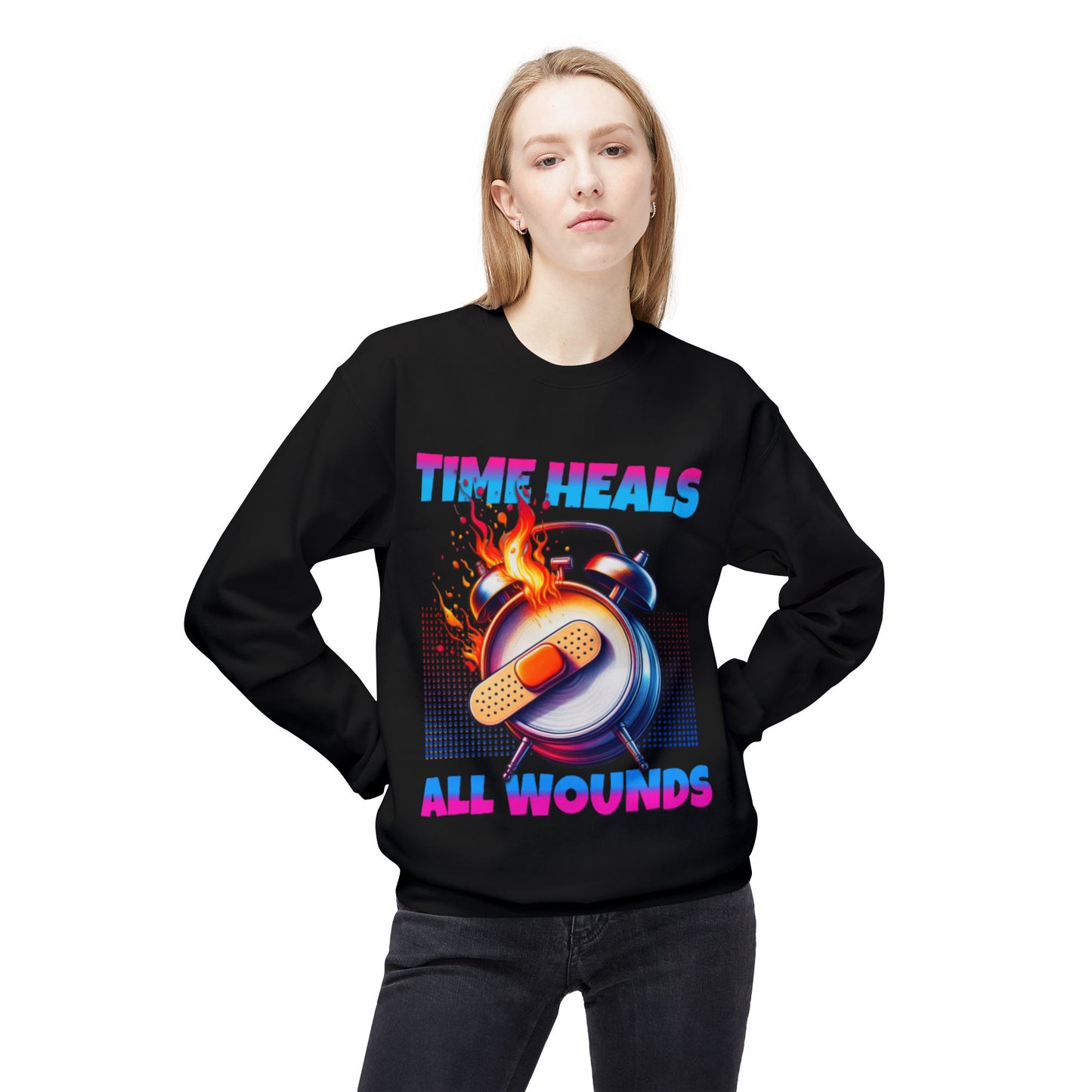 Unisex Time Heals Softstyle Sweatshirt: Pink