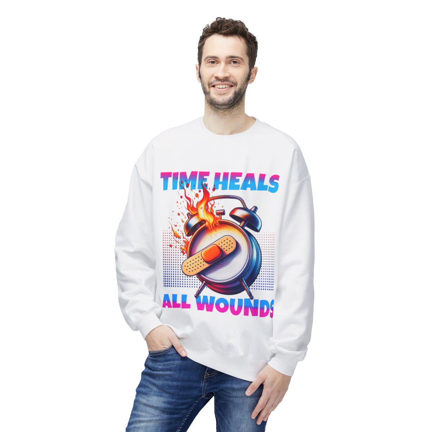 Unisex Time Heals Softstyle Sweatshirt: Pink