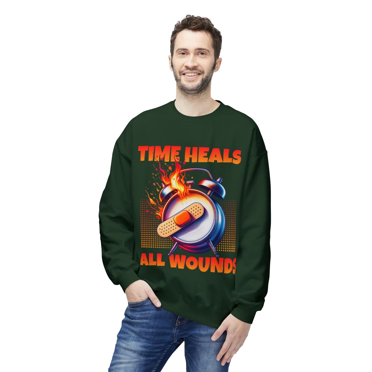 Unisex Time Heals Softstyle Sweatshirt: Orange