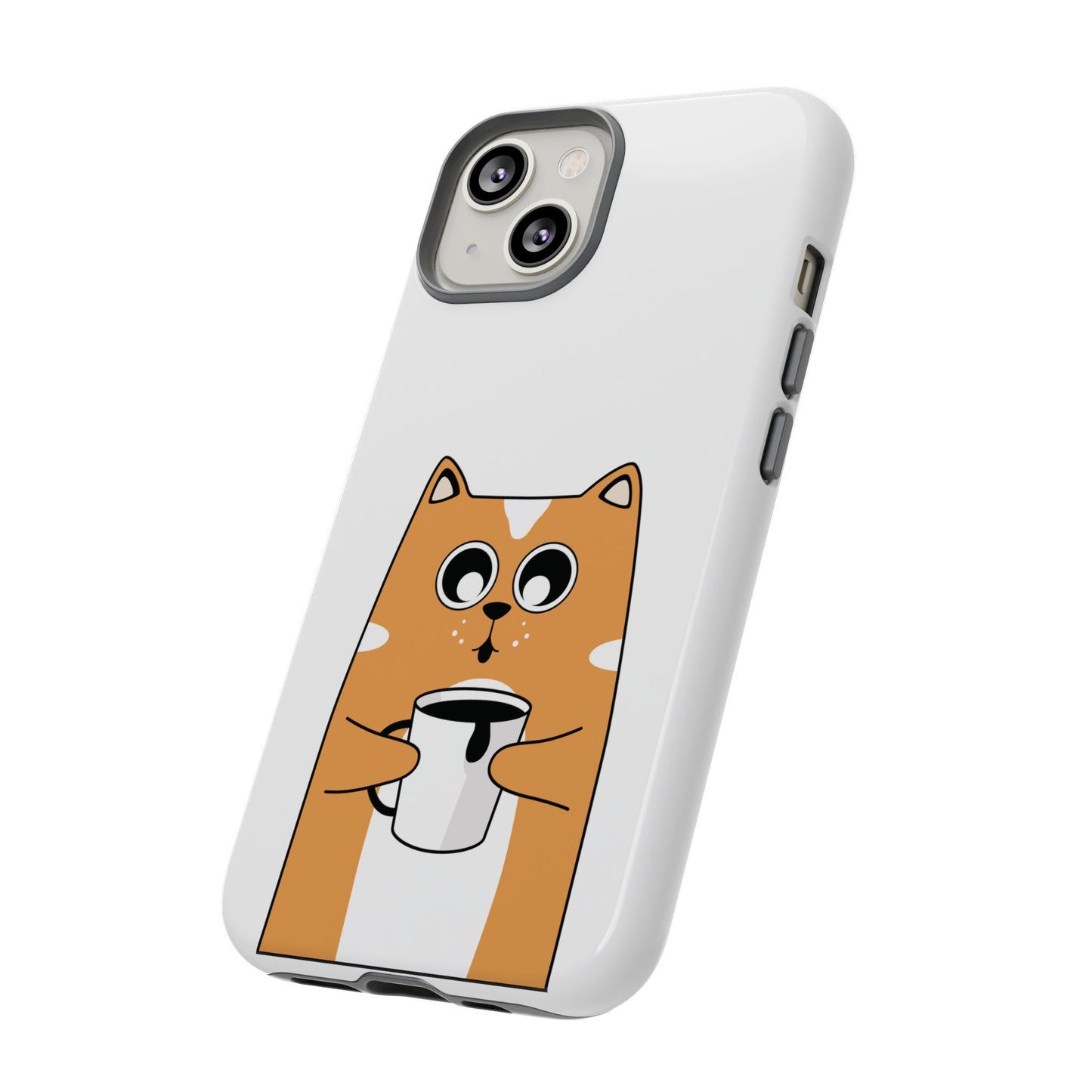 Cute Cat Coffee Mug Phone Case - Tough Protection for Pet Lovers