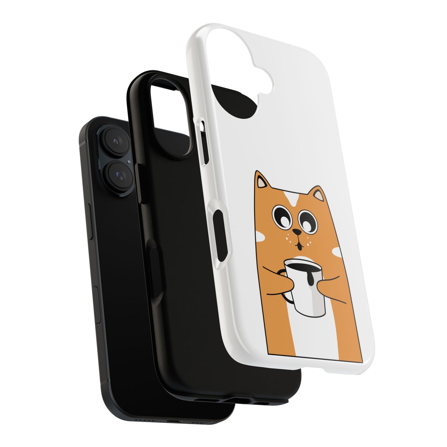 Cute Cat Coffee Mug Phone Case - Tough Protection for Pet Lovers