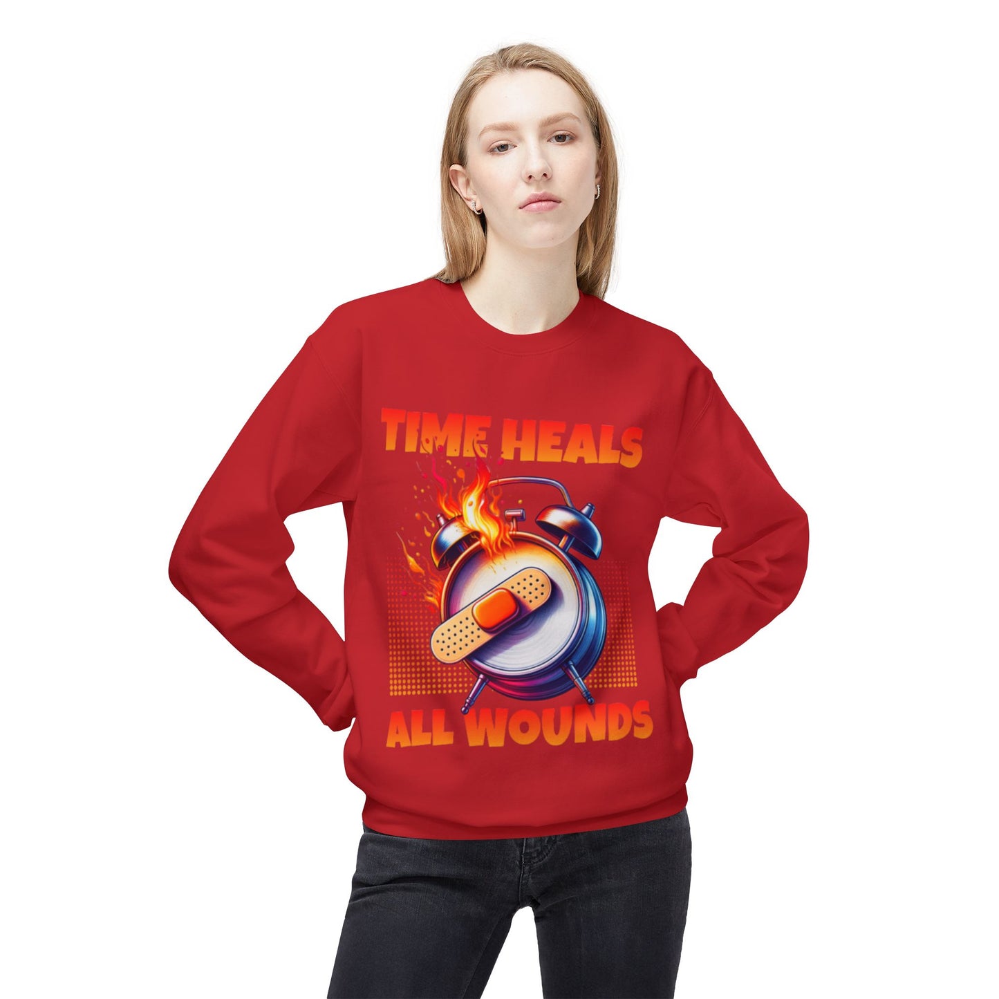 Unisex Time Heals Softstyle Sweatshirt: Orange
