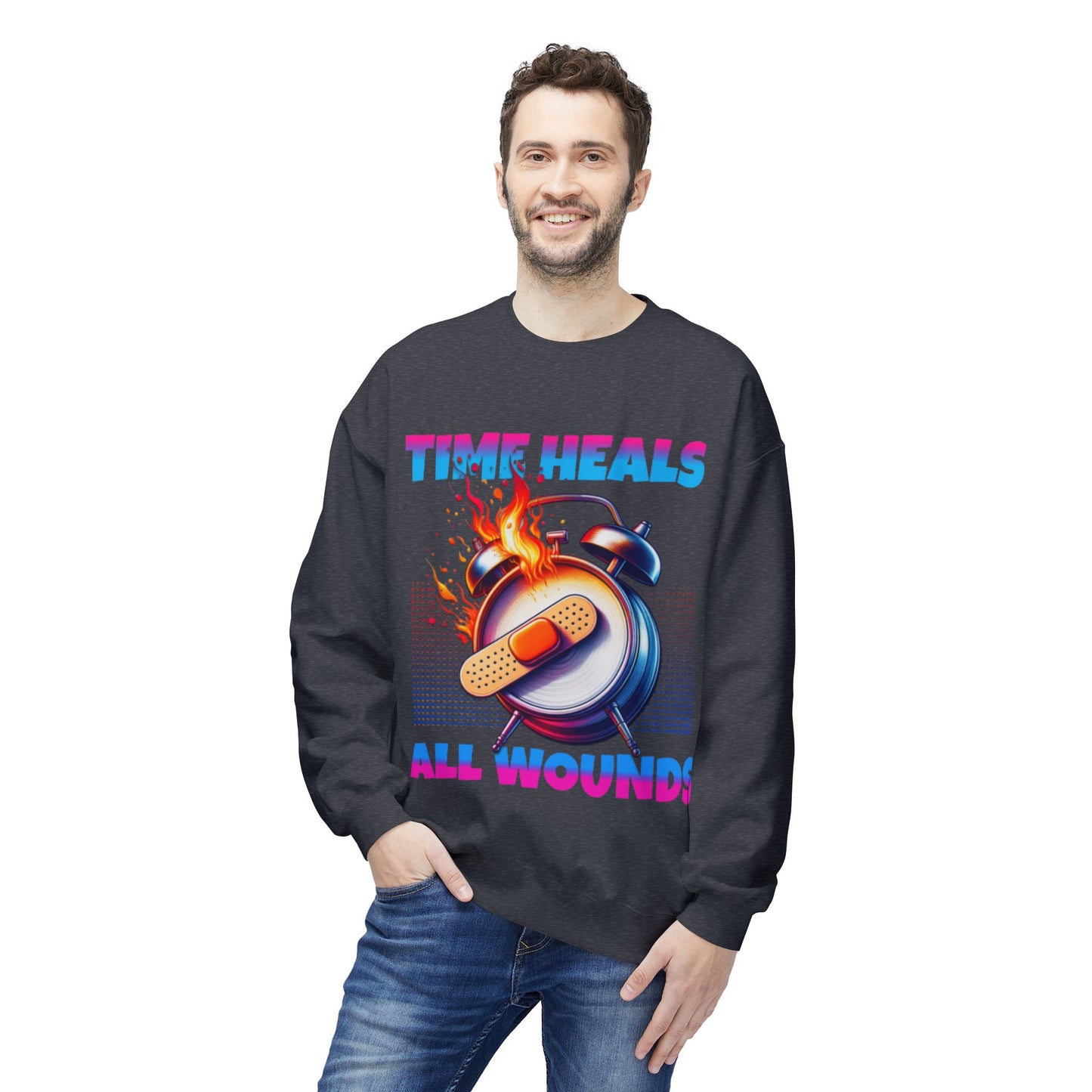 Unisex Time Heals Softstyle Sweatshirt: Pink