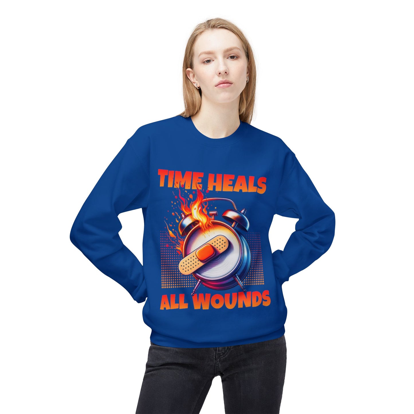 Unisex Time Heals Softstyle Sweatshirt: Orange